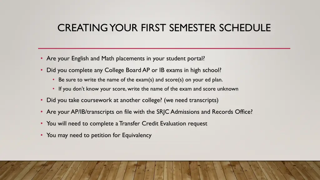 creating your first semester schedule 1