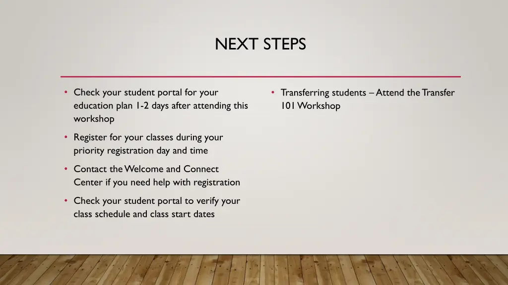 next steps
