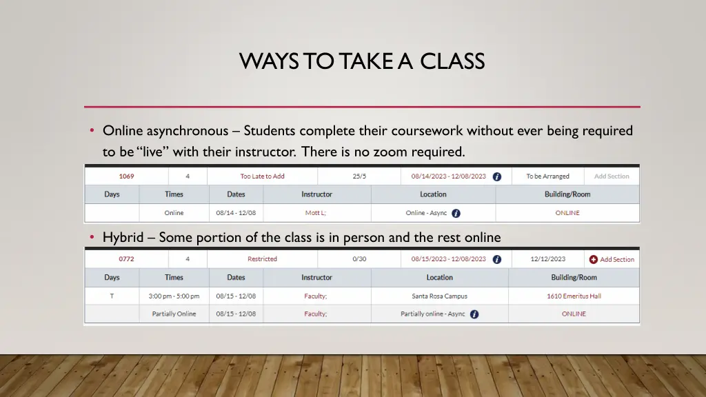 ways to take a class 1