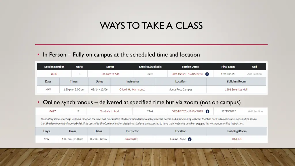ways to take a class