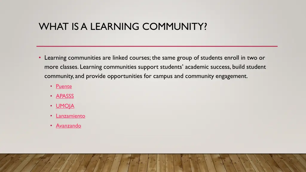 what is a learning community