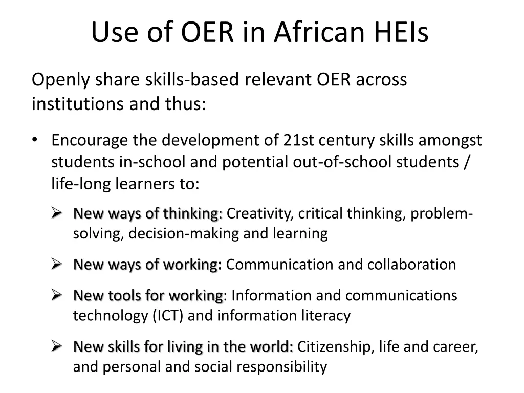 use of oer in african heis