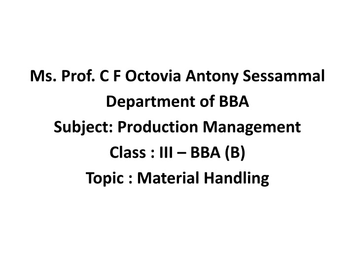 ms prof c f octovia antony sessammal department