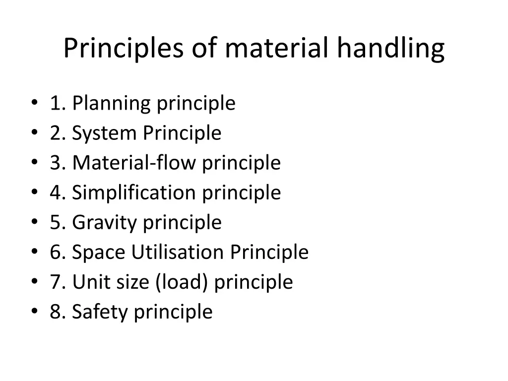 principles of material handling