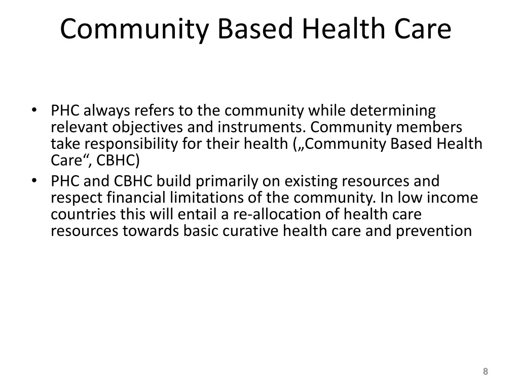 community based health care