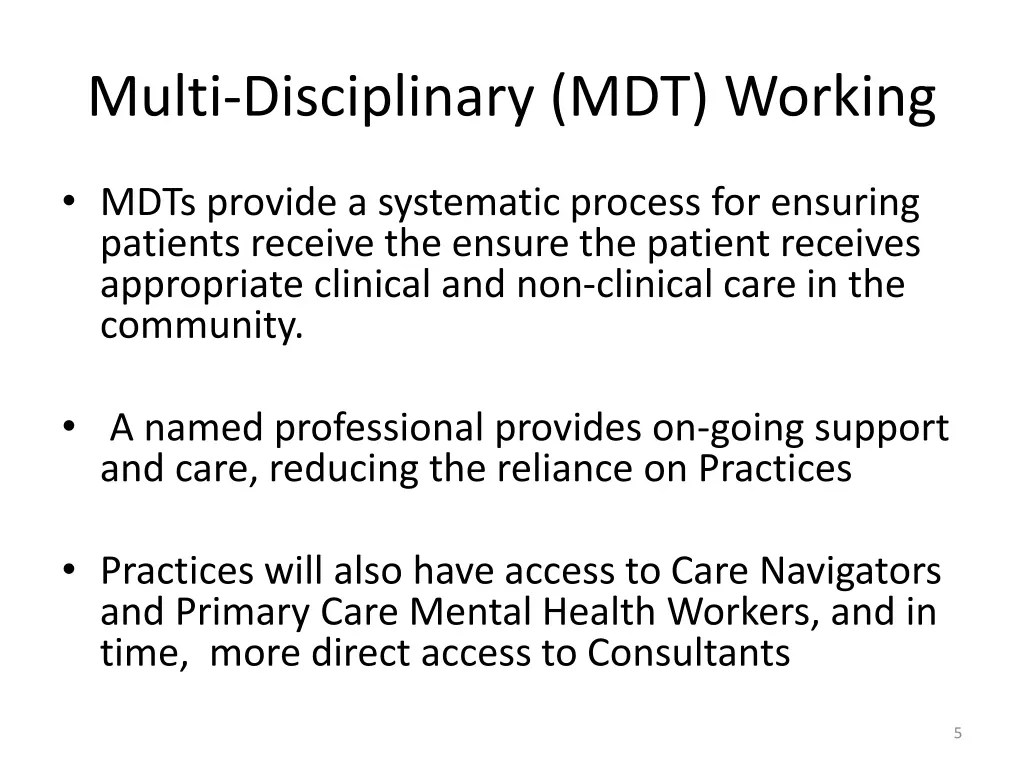 multi disciplinary mdt working