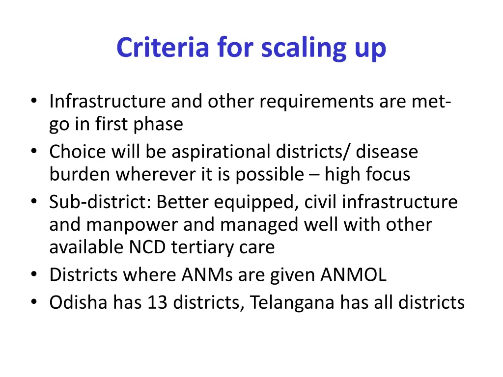 criteria for scaling up