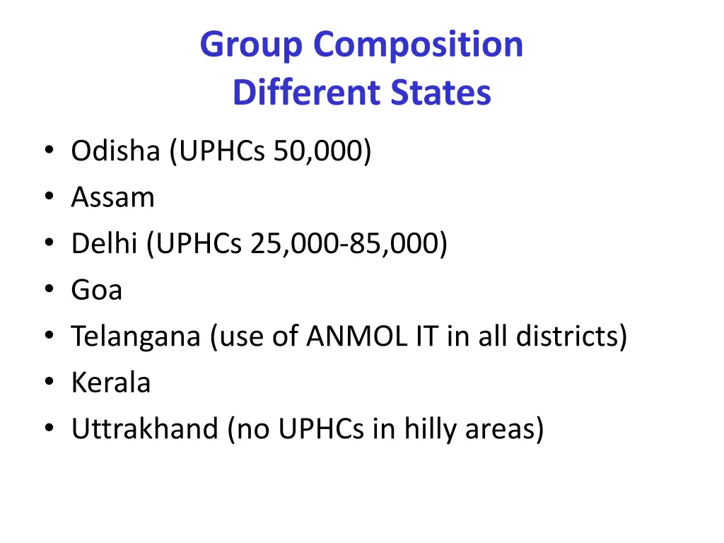 group composition different states