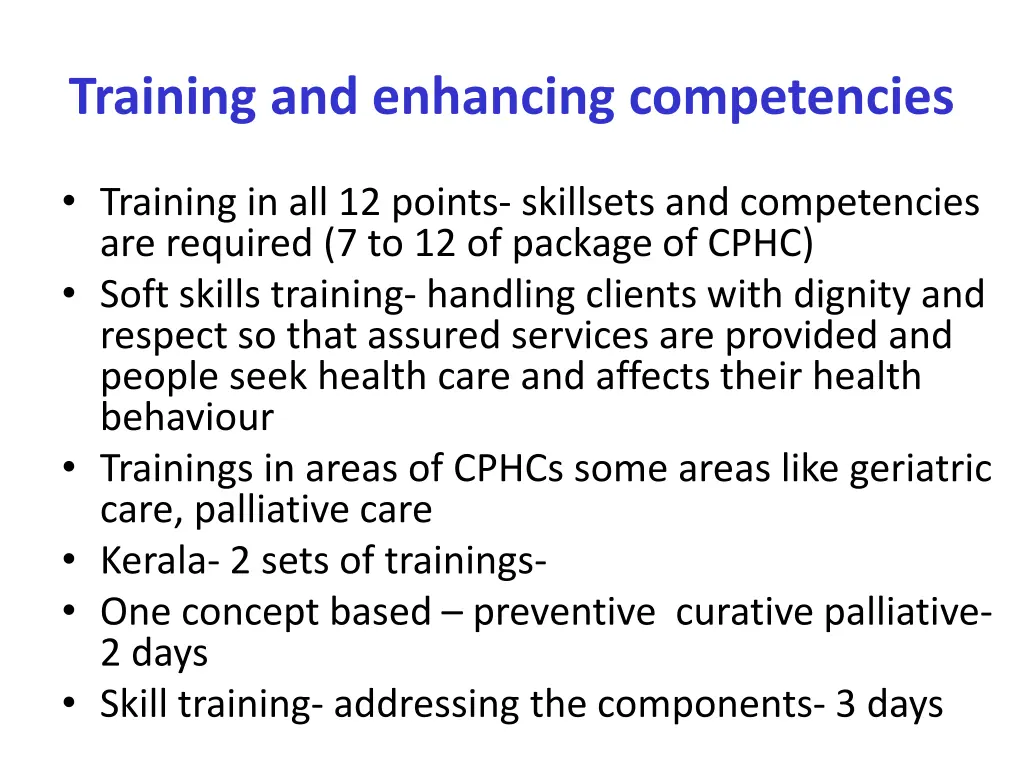 training and enhancing competencies