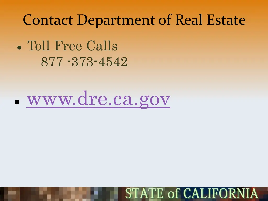 contact department of real estate