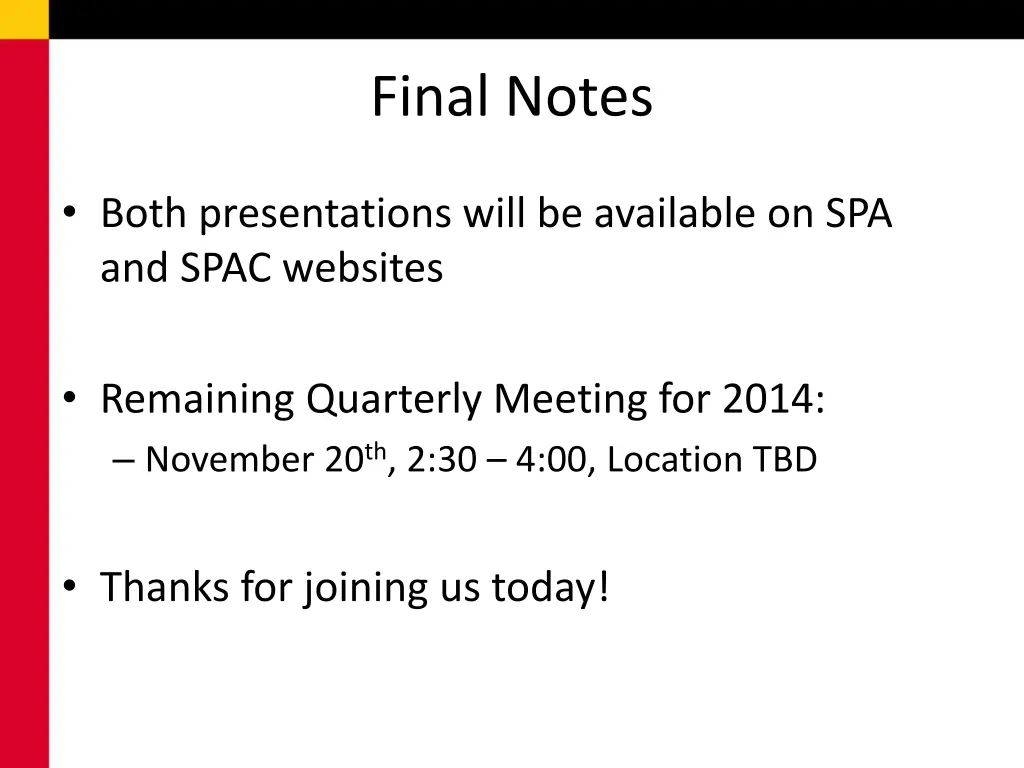 final notes