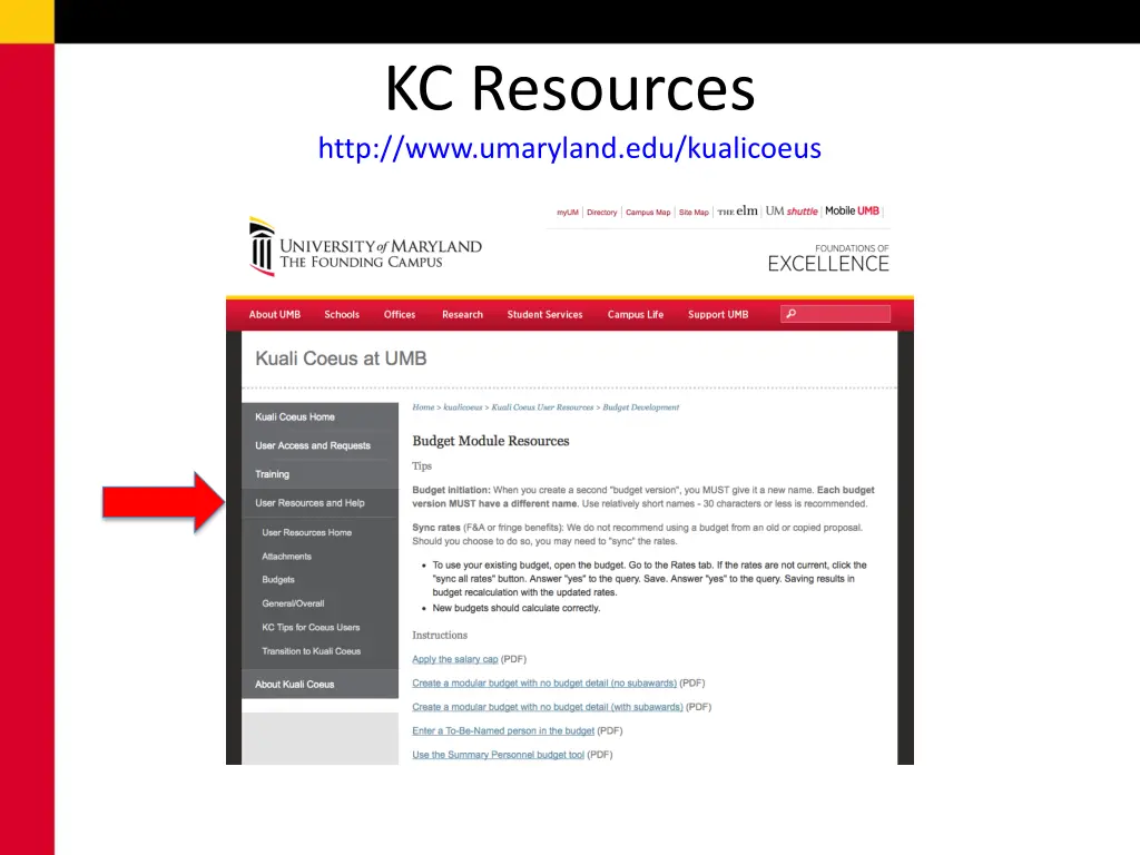 kc resources http www umaryland edu kualicoeus