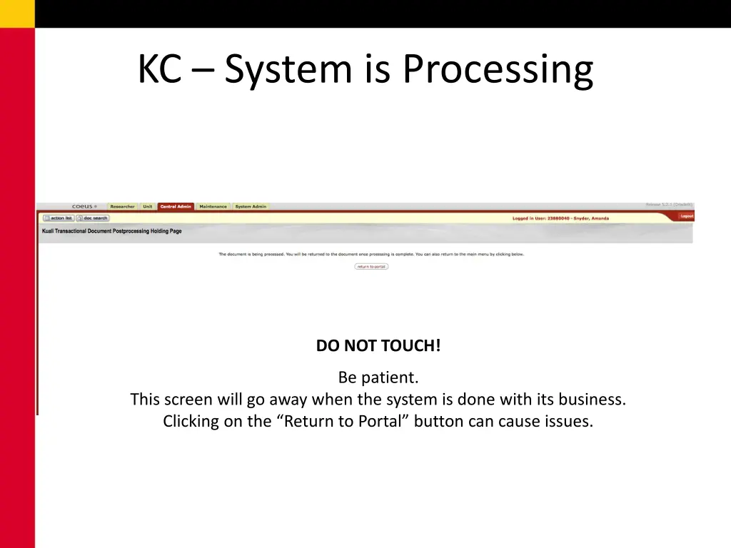 kc system is processing
