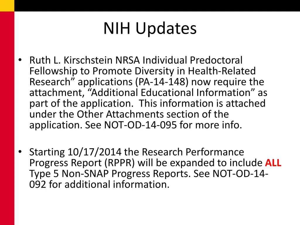 nih updates