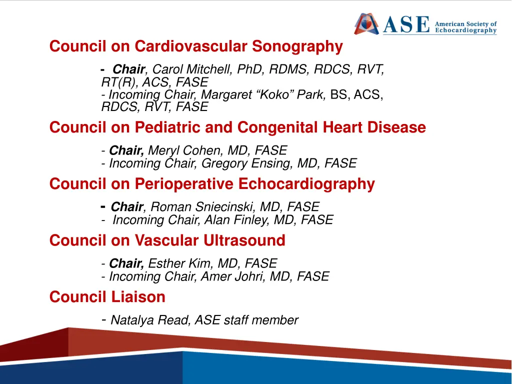 council on cardiovascular sonography chair carol