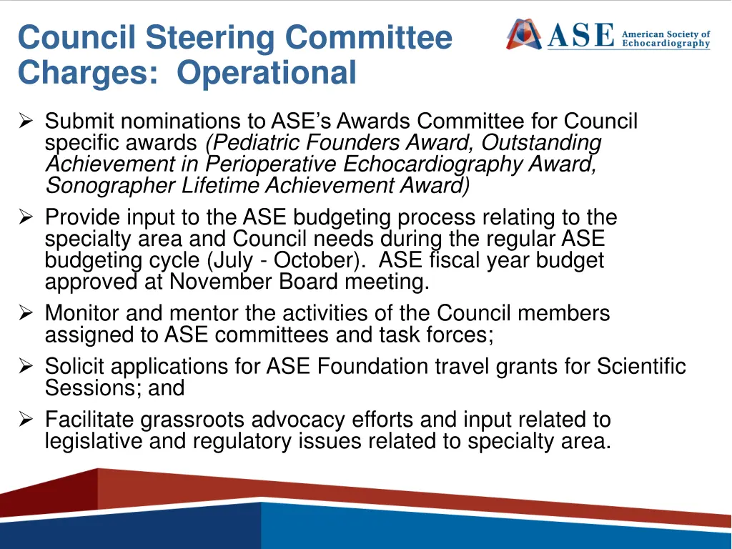 council steering committee charges operational