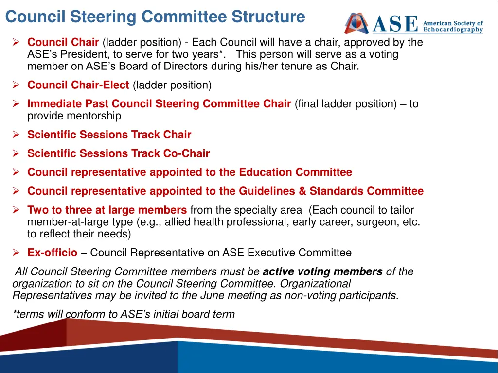 council steering committee structure
