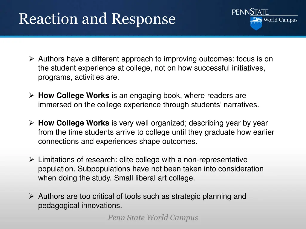 reaction and response