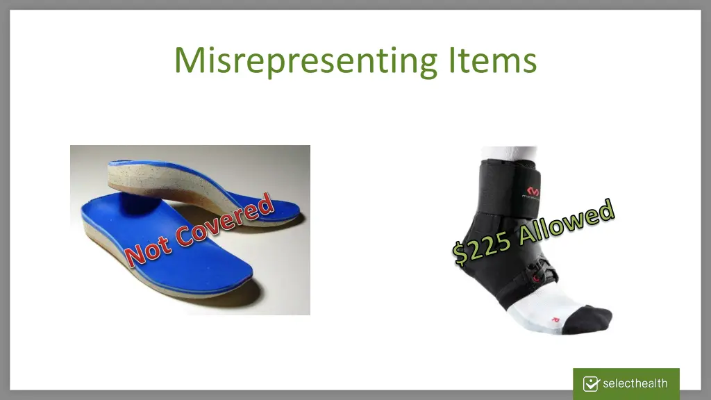misrepresenting items