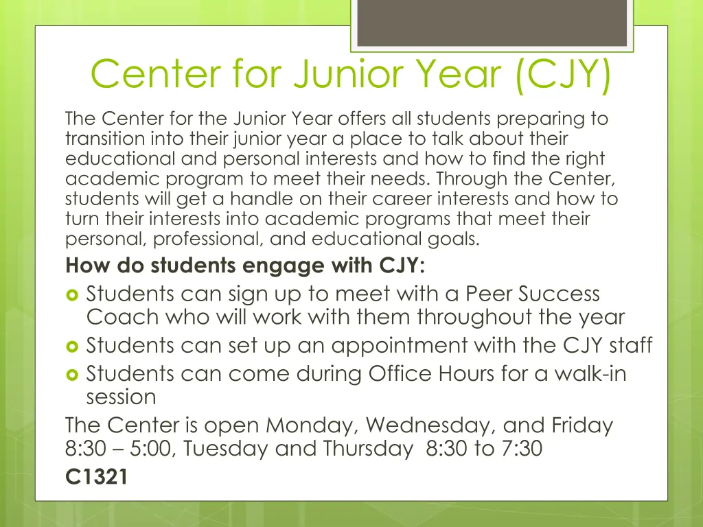 center for junior year cjy