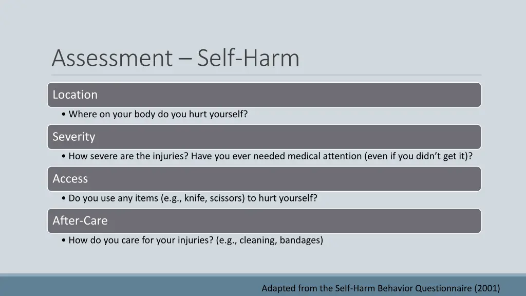 assessment self harm 1