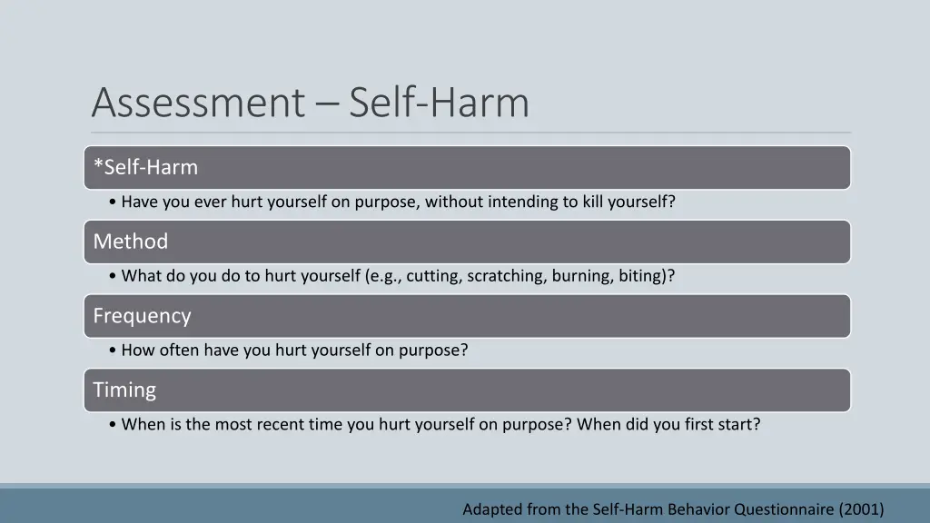 assessment self harm