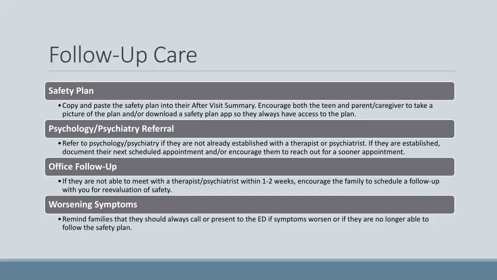 follow up care