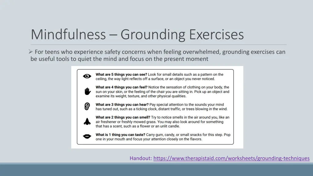 mindfulness grounding exercises