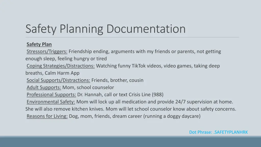safety planning documentation