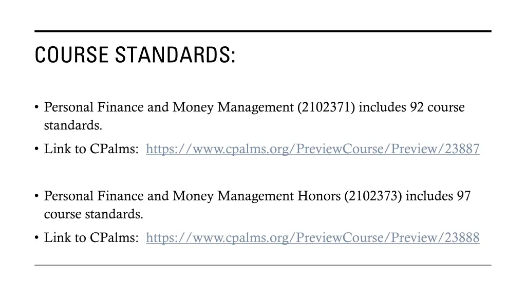 course standards
