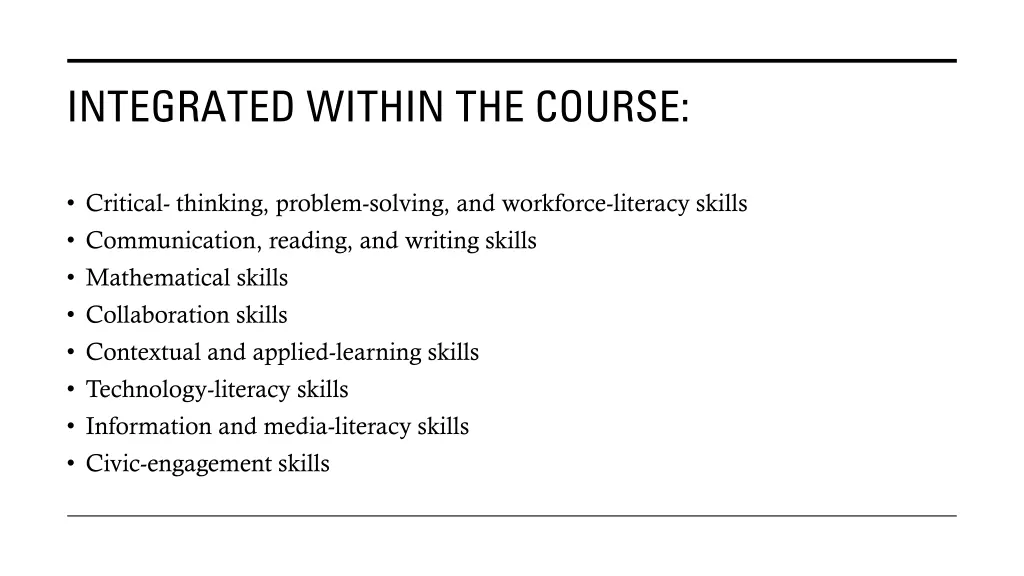 integrated within the course