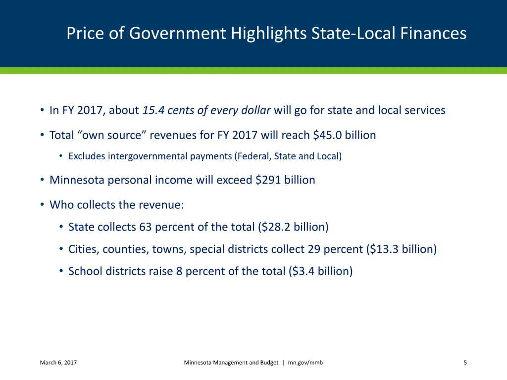 price of government highlights state local