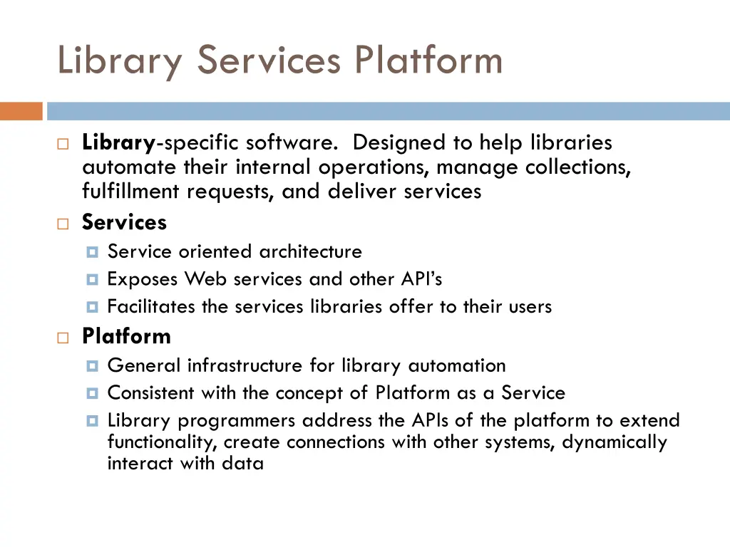 library services platform