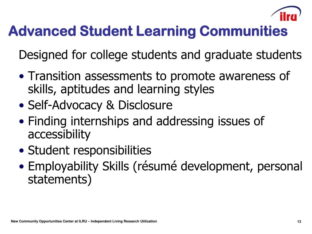 advanced student learning communities advanced