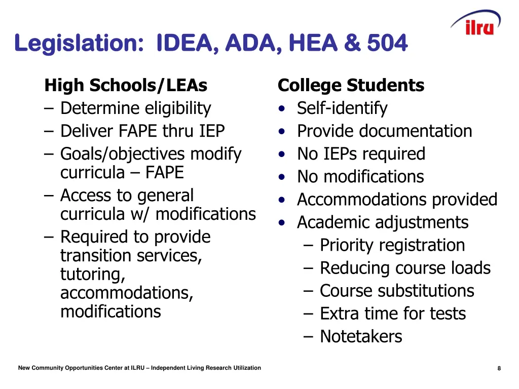 legislation idea ada hea 504 legislation idea
