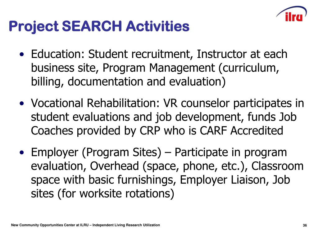project search activities project search