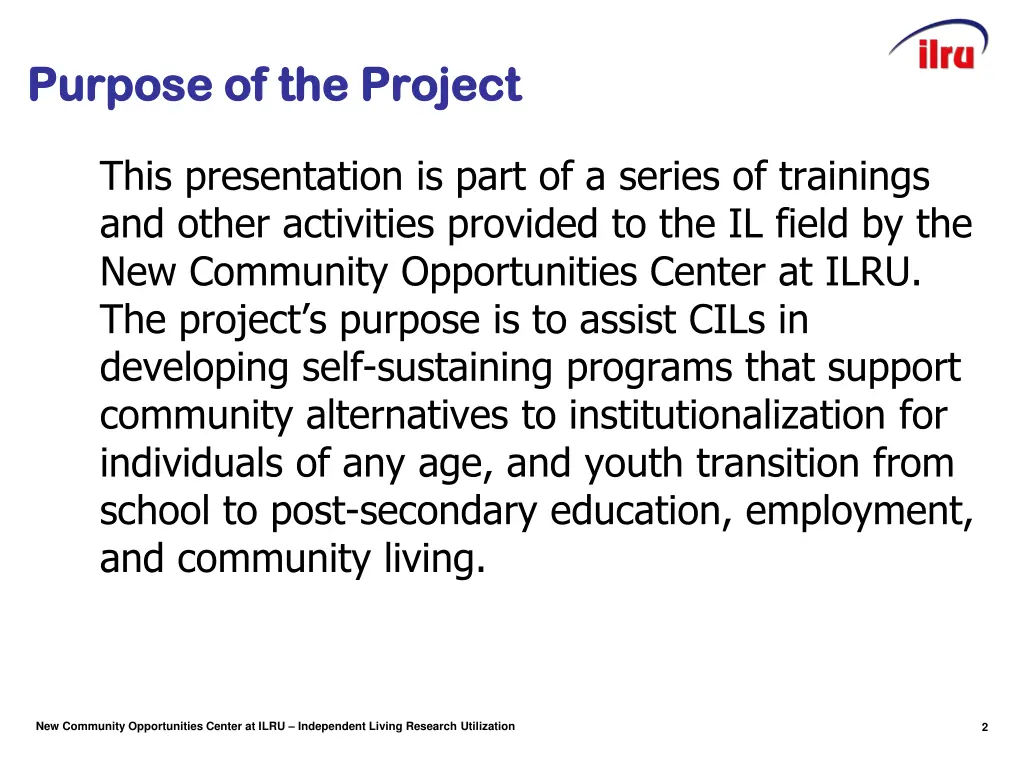 purpose of the project purpose of the project