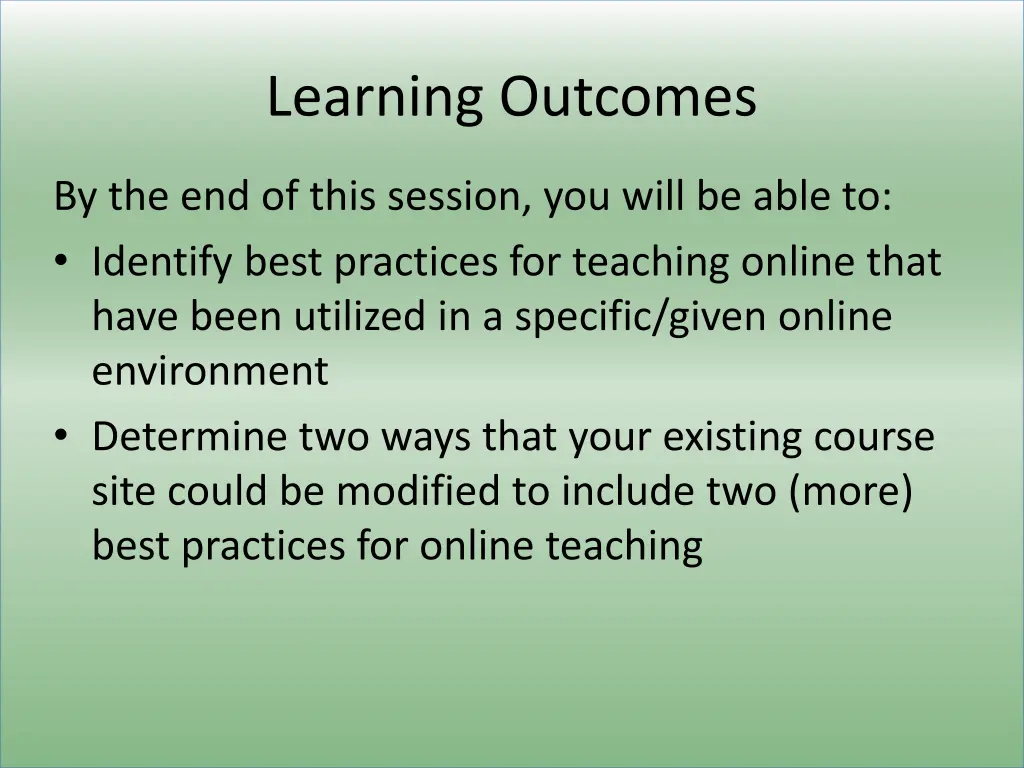 learning outcomes
