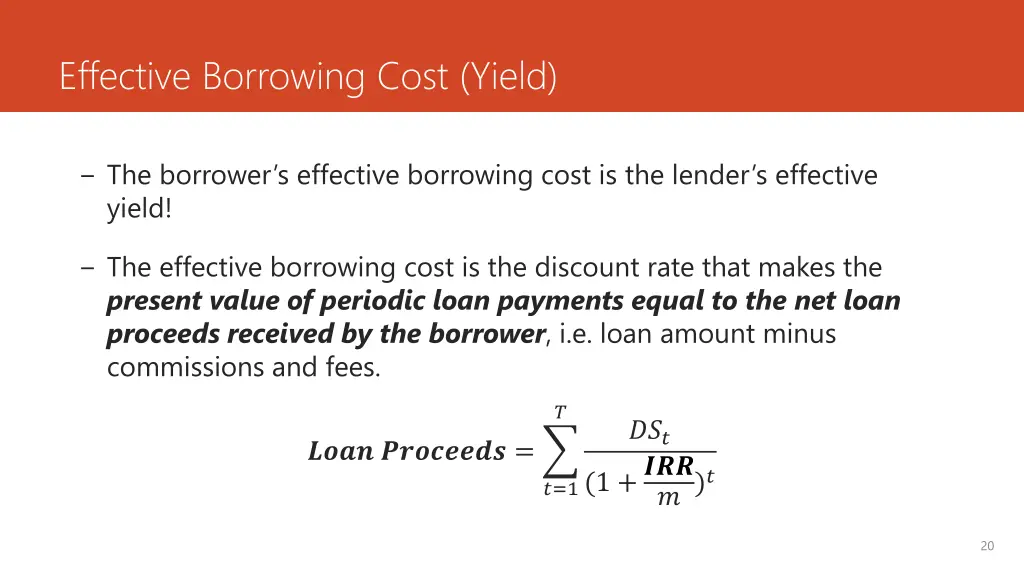 effective borrowing cost yield