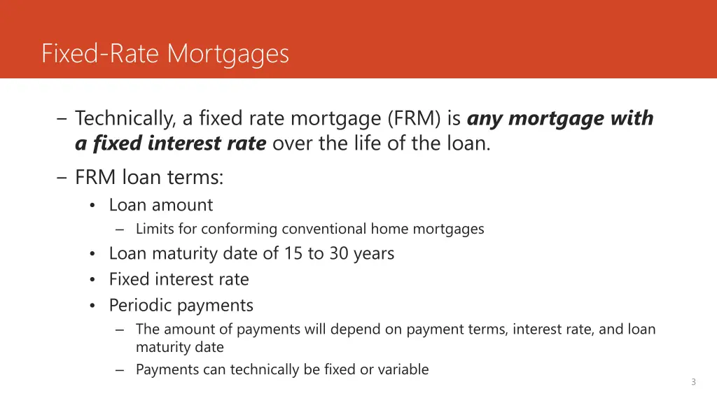 fixed rate mortgages