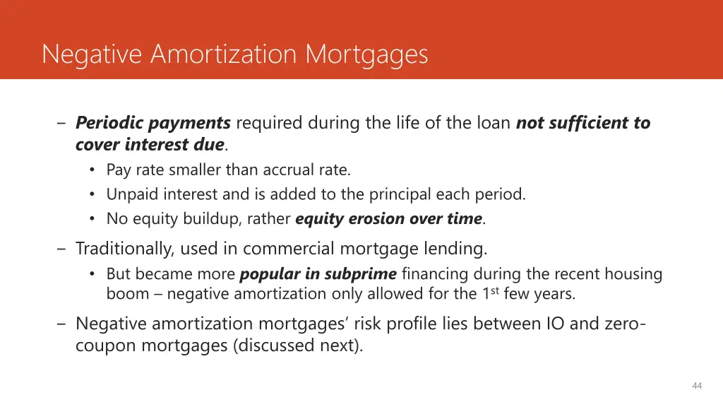 negative amortization mortgages