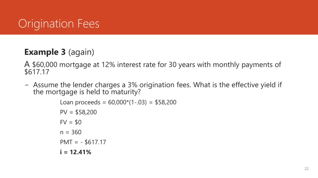 origination fees 1