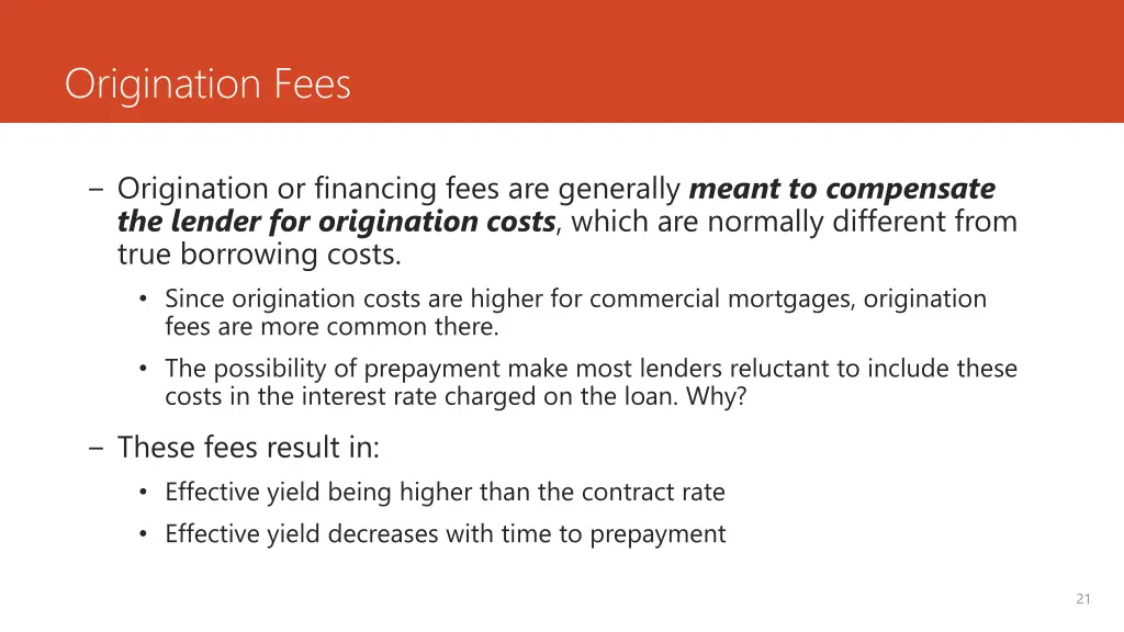origination fees