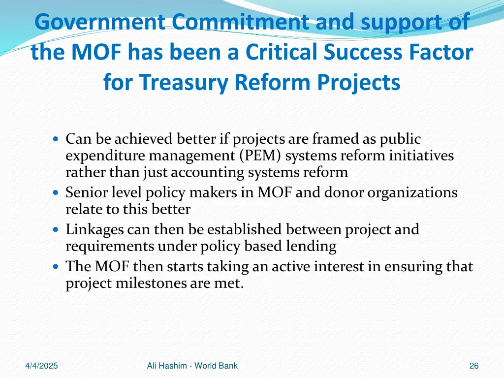 government commitment and support