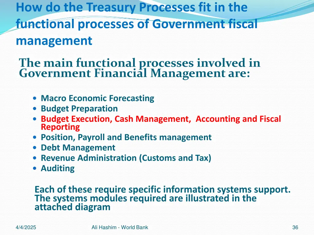 how do the treasury processes