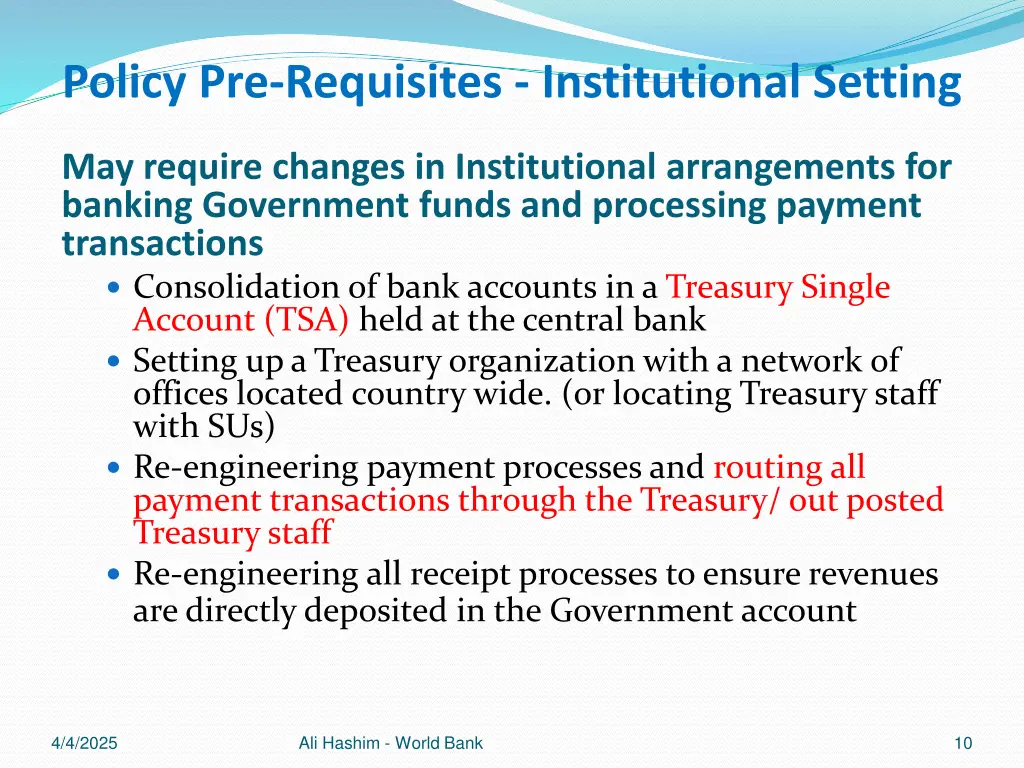 policy pre requisites institutional setting