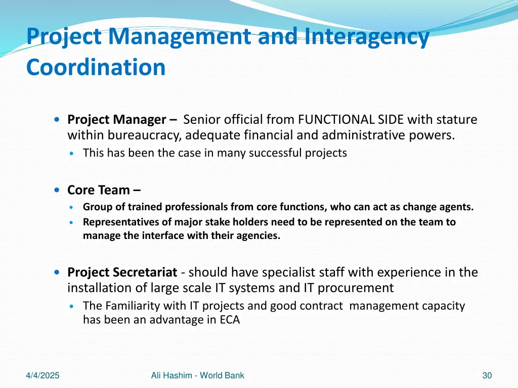 project management and interagency coordination