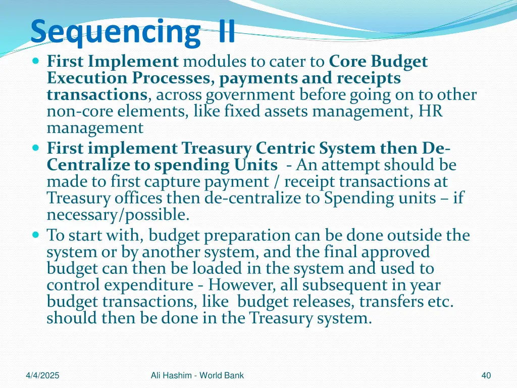 sequencing ii first implement modules to cater