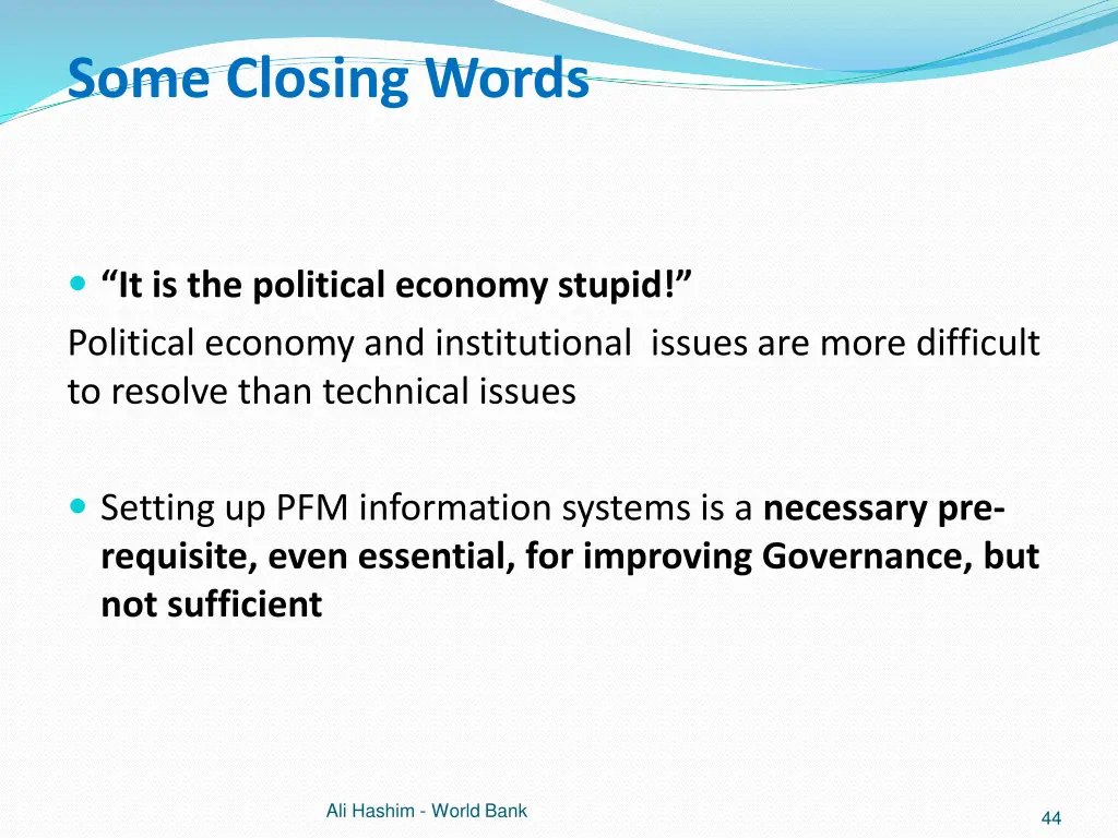 some closing words