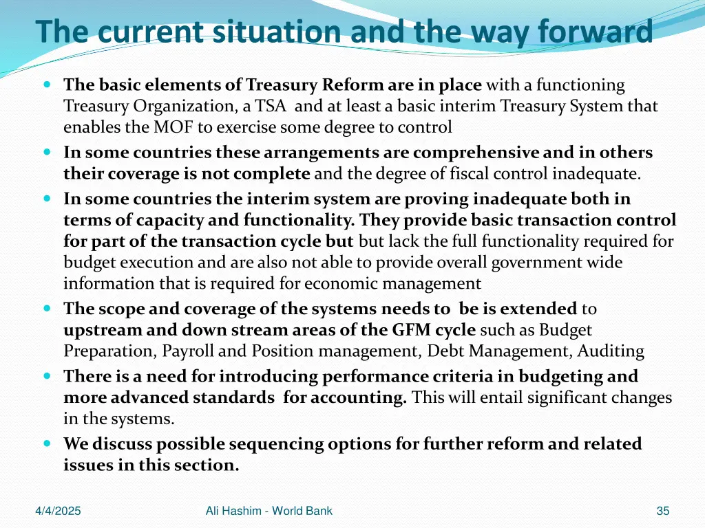 the current situation and the way forward